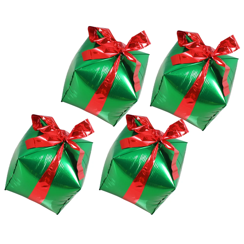 

4pcs Gift Box Foil Balloons Aluminum Party Decorations for Christmas Halloween New Year Celebrations Square Balloon Set