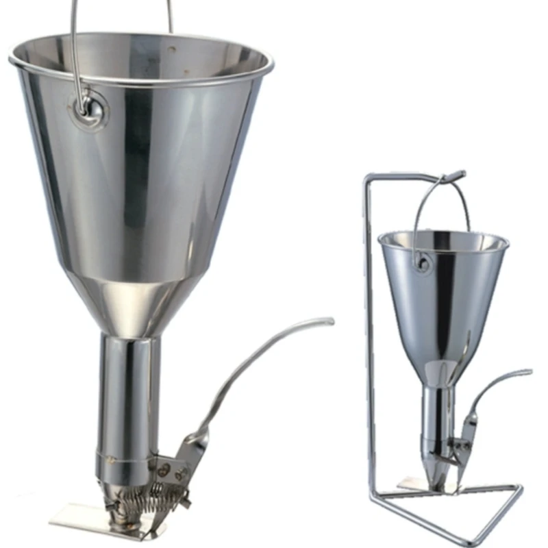 stainless steel granulated sugar funnel small  large baking  octopus balls manual control bucket