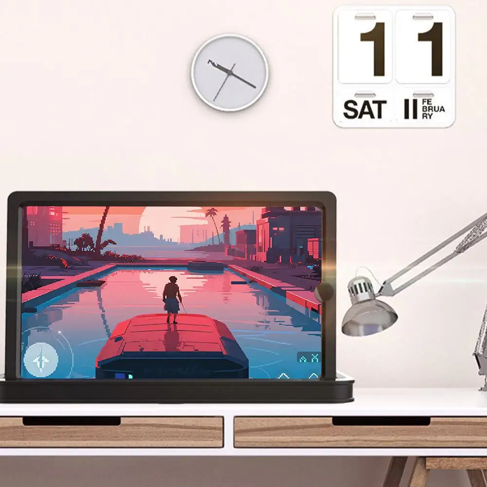 مكبر للهواتف الشاشة الأفقية والرأسية المضادة للضوء الأزرق لحماية العين ومضخم الهاتف وحامل هاتف بشاشة موسعة