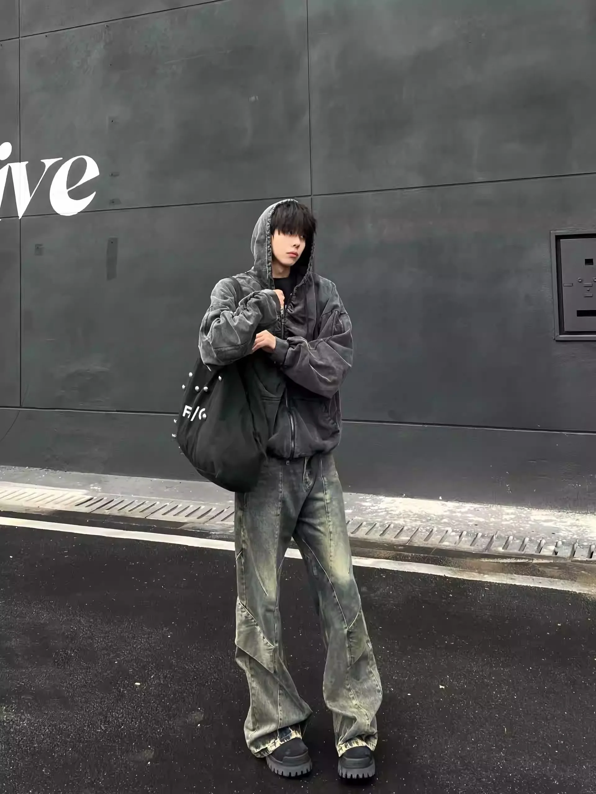 

Мужские винтажные джинсы-комбинезоны в стиле ретро с широкими штанинами, прямым кроем и дизайнерскими вставками, повседневные, молодежные, модные