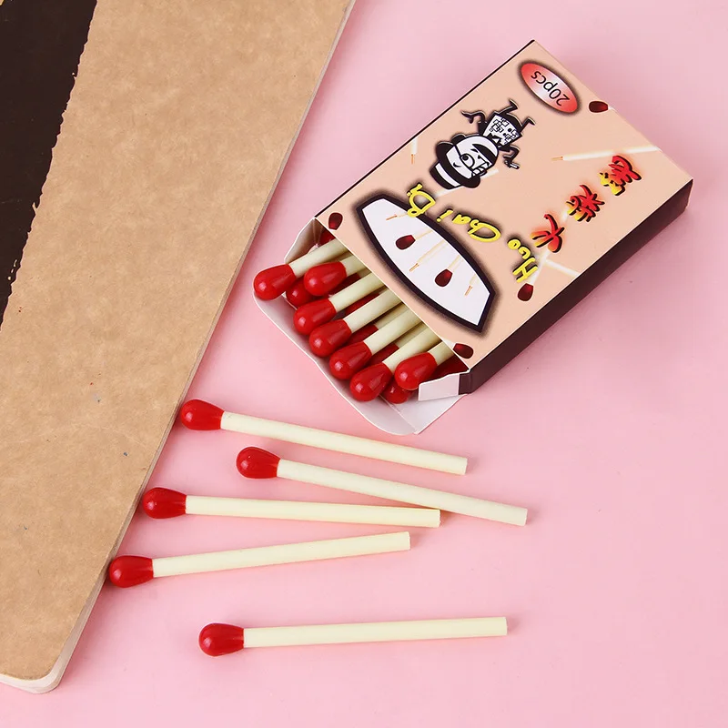 

20 шт. мини-шариковых ручек в форме спичек, забавные пластиковые ручки для письма, канцелярские товары для школы и офиса