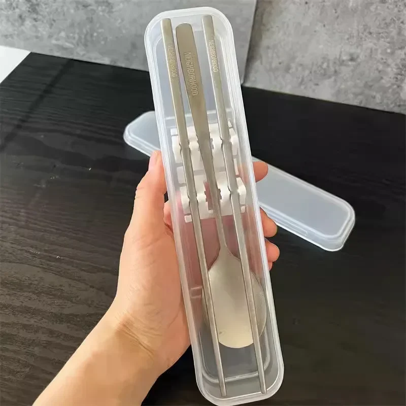 

nbhd stainless steel 304 chopsticks spoon food grade student version portable Chinese cutlery box chopsticks and spoon set