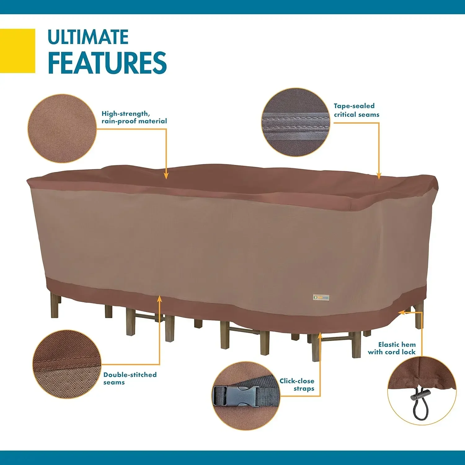 Covers Ultimate Waterproof Rectangular/Oval Patio Table with Chairs Cover, 94 Inch