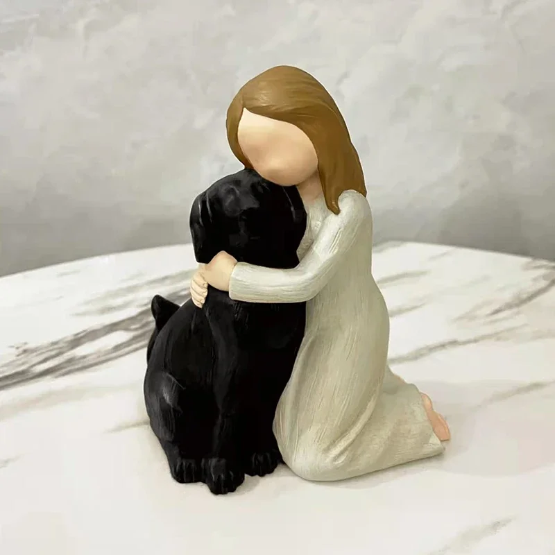 Фигурки Love My Black Dog, статуи, черная собака, ангел, дружба, памятные подарки, офисный домашний декор для рабочего стола, подарки для любителей собак