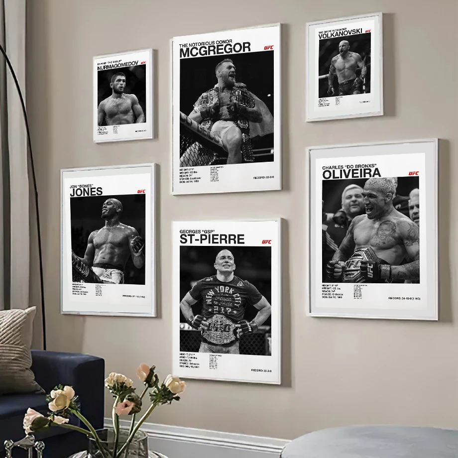 Черно-белый U-ультимный боевой чемпион Конор МакГрегор постер с принтом на холсте, настенный декор, украшение для спортзала и комнаты