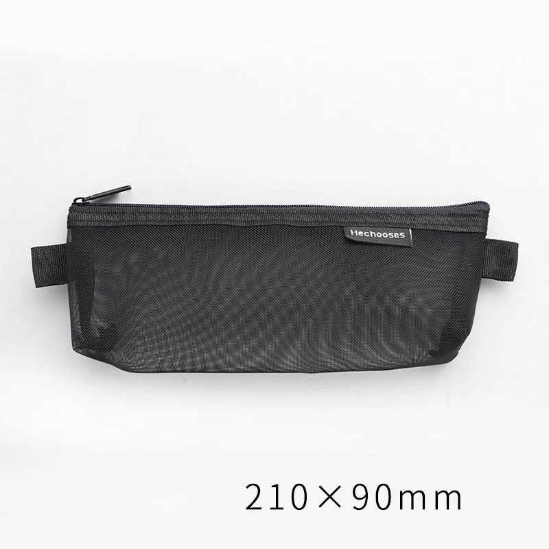 Simple Transparent Mesh Pencil Case Storage Student Pencil Bag Large Capacity Pouches Stationery