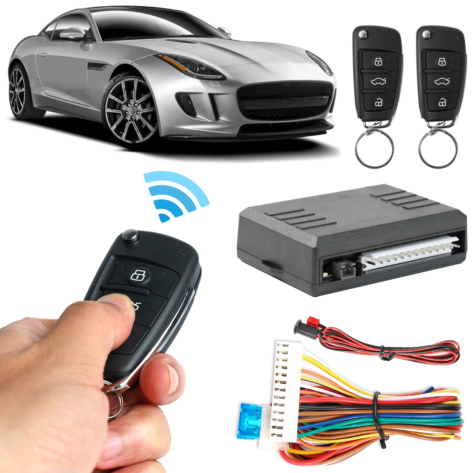 Universal Car Remote Central Kit Door Lock Locking Vehicle Keyless Entry System Door Security Control Key Keychain Long Distance