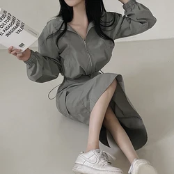 Spring Sexy Dress 2 Peices Set Women Jacket Suits Korean Fashion Y2k Outfits Slim Long Sleeve Coat and Skinny Long Skirts Sets