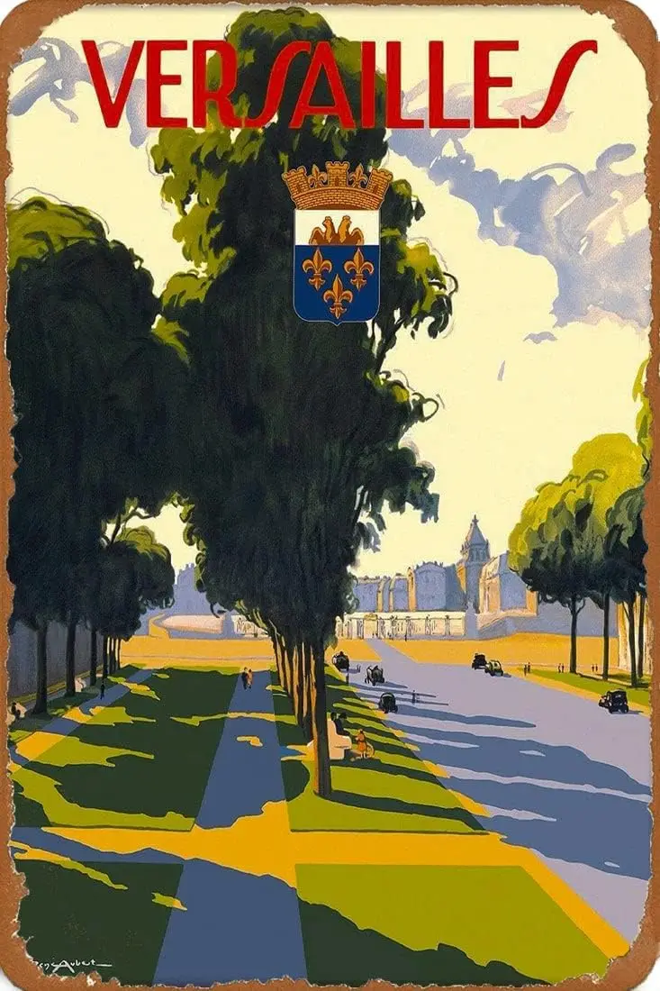 M1, pequeña placa de pared de hojalata Retro Versalles Francia francés europeo arte de viaje impresión publicidad Vintage cartel de Metal accesorios de Bar