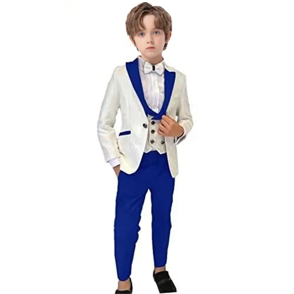 Paisley 4-Piece Classic Boy\'s Suit Set Formal Kids Tuxedo Pantsuit (jacket+Vest+Pants+Bow-tie) Kids Wedding Party Prom Dresswear