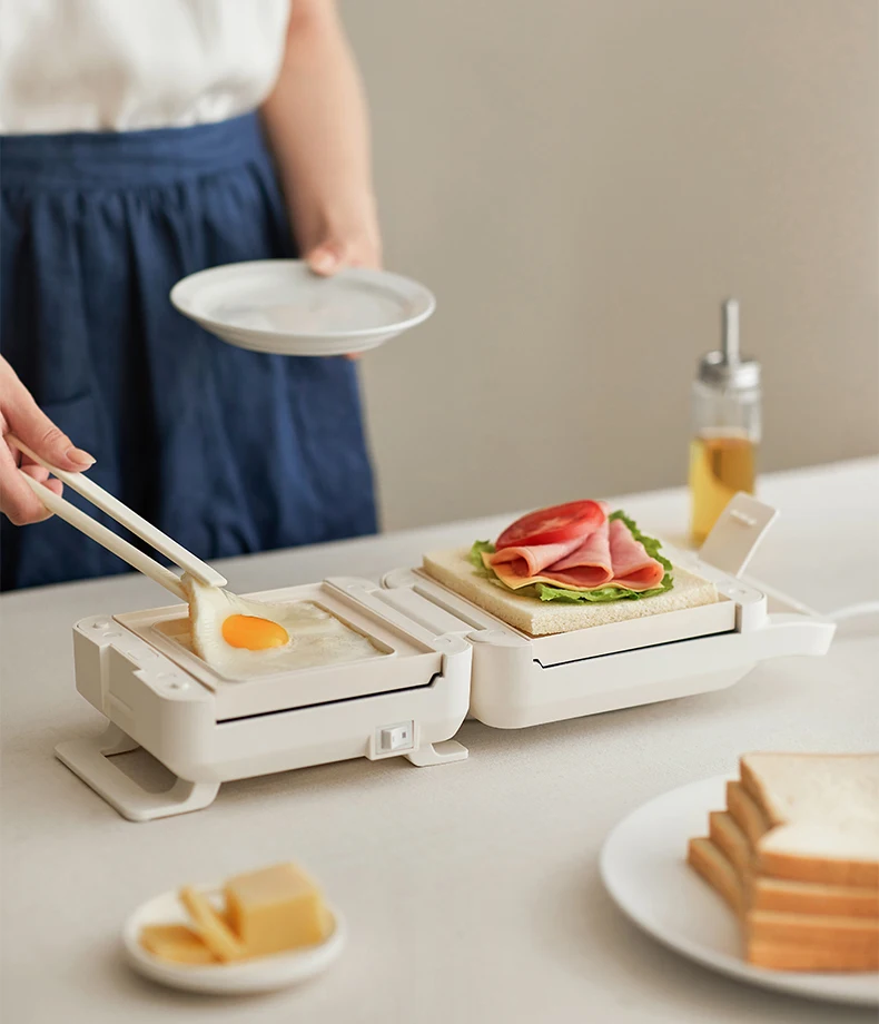 220V olayks Thick Press Sandwich Maker Timer Breakfast Machine Home Multi Function Waffle Toaster A