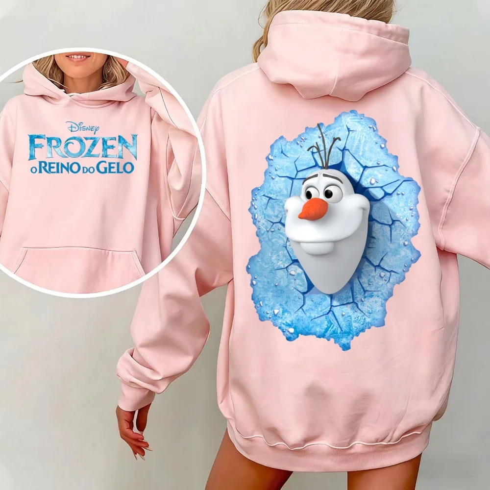 ディズニー アナと雪の女王 オラフ プリント レディース 冬服 パーカー スウェットシャツ フード付き 暖かい プルオーバー オーバーサイズ パーカー Y2k ファッション ストリート
