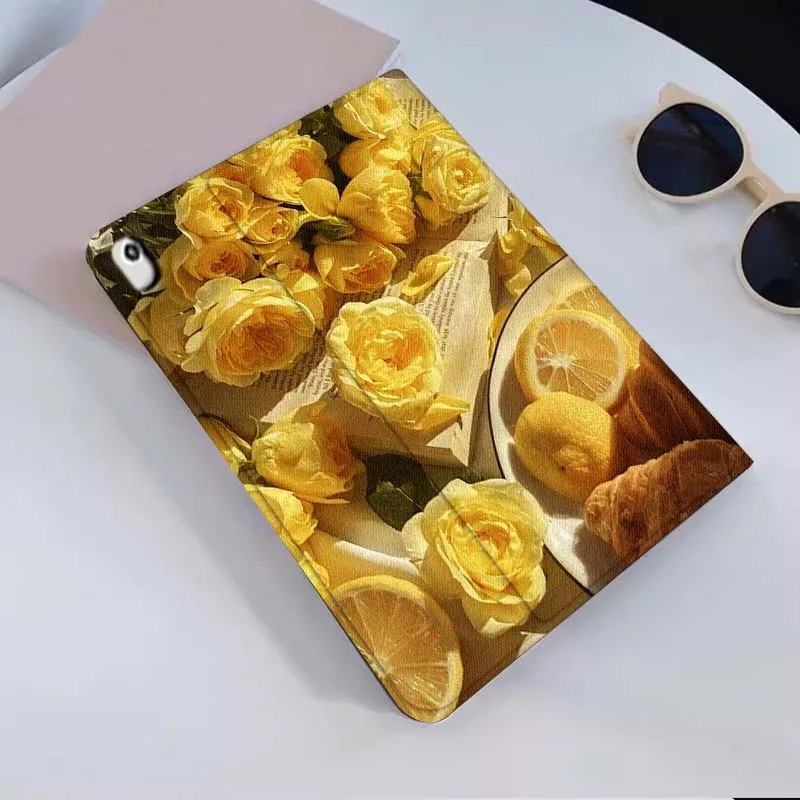 حافظة بنمط الورد الأصفر لجهاز iPad Air Mini 9.7 2 4 5 11 6th 7th gen 13 3 1 2 4 5 6 7 7.9 10.9 10.5 بوصة تابلت #1