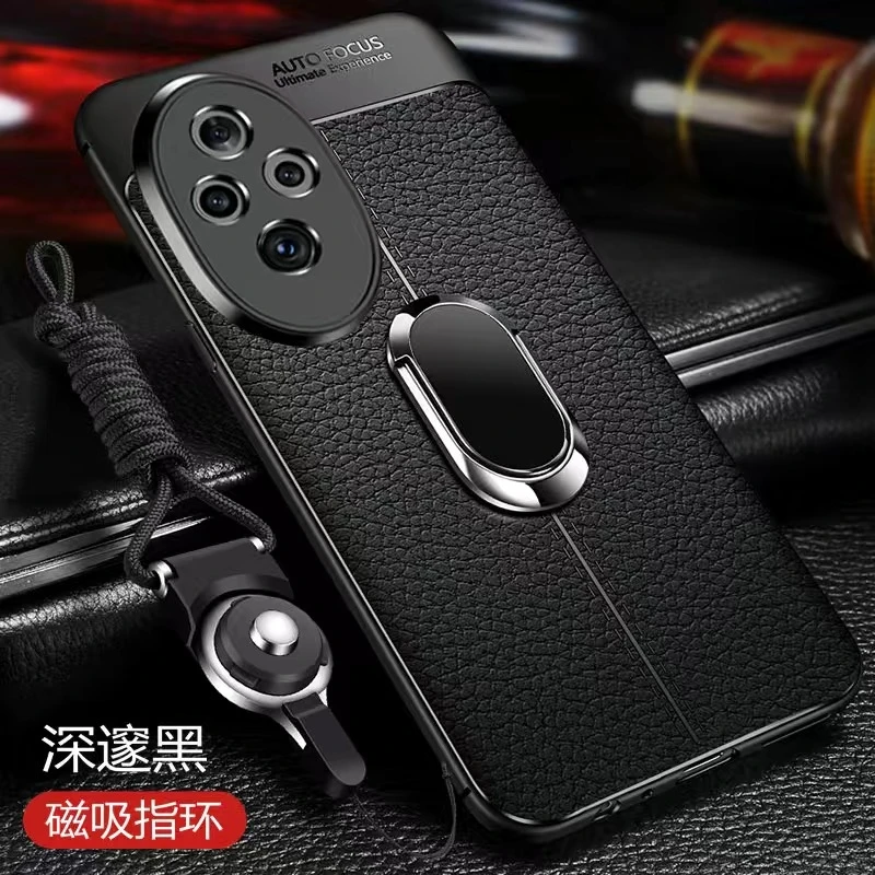 Magnetic Case For Honor 200 Pro Case Holder Ring Phone Cover For Honor 200 200Pro 100Pro 5G PU Silicone Shell Shockproof Bumper