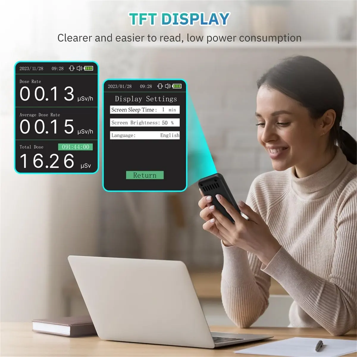 【~-new-a01r】nuclear-radiation-detector-geiger-counter-with-tft-display-and-smart-alert-gamma-x-ray-radiation-monitor