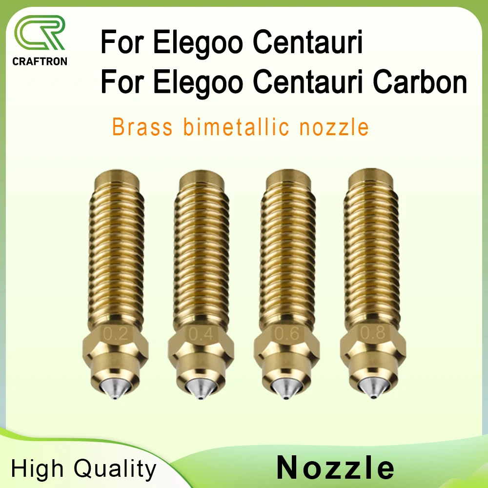 

For Centauri Carbon Brass Bimetallic Hardened Steel Nozzle 0.2/0.4/0.6/0.8 Size Nozzle For Elegoo Carbon Hotend 3D Printer Parts