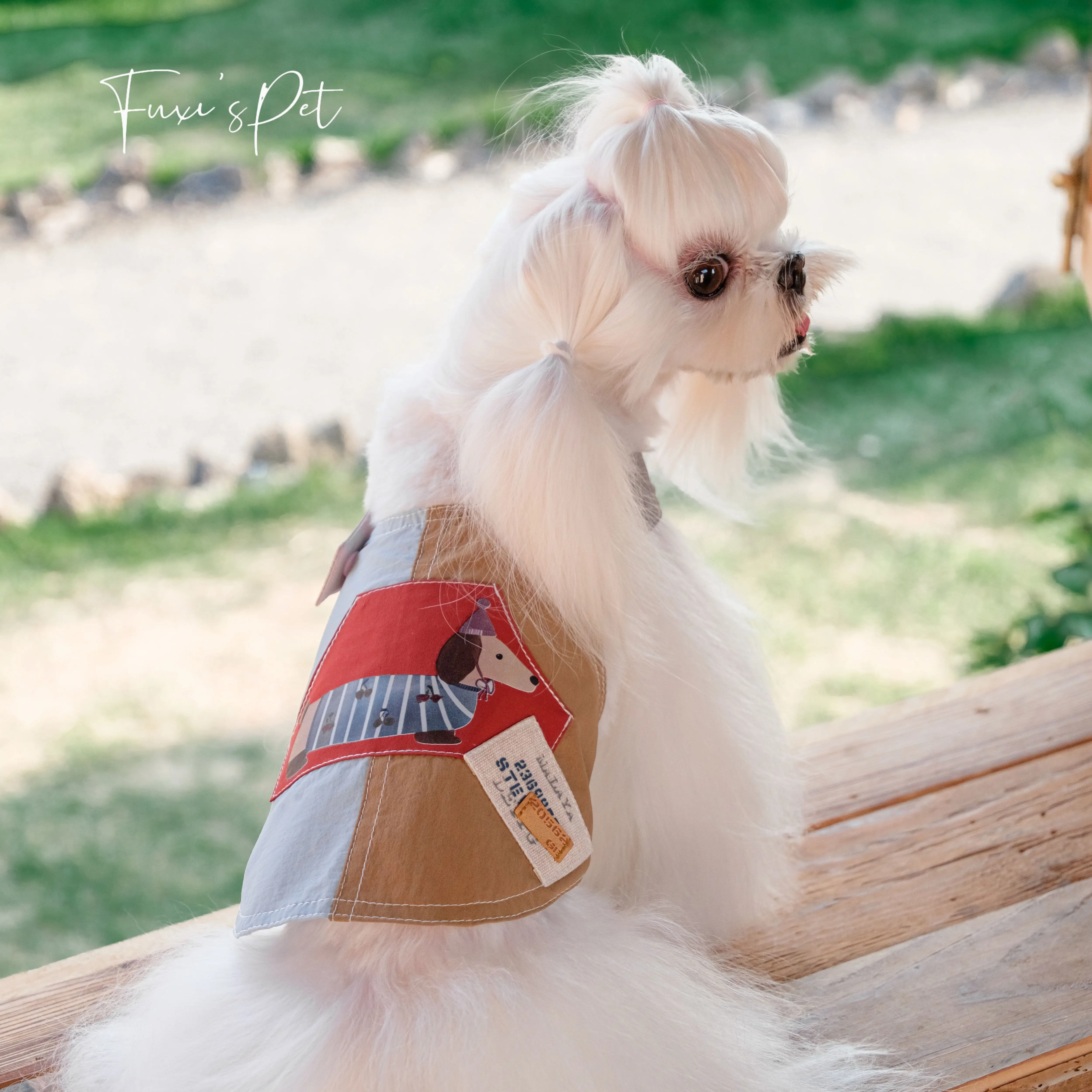 

Retro Fashion Red Blue Splice Colors Puppy Dog Clothing Casual Outerdoor Overalls Sling Vest for Small Medium Dog Pet Clothes