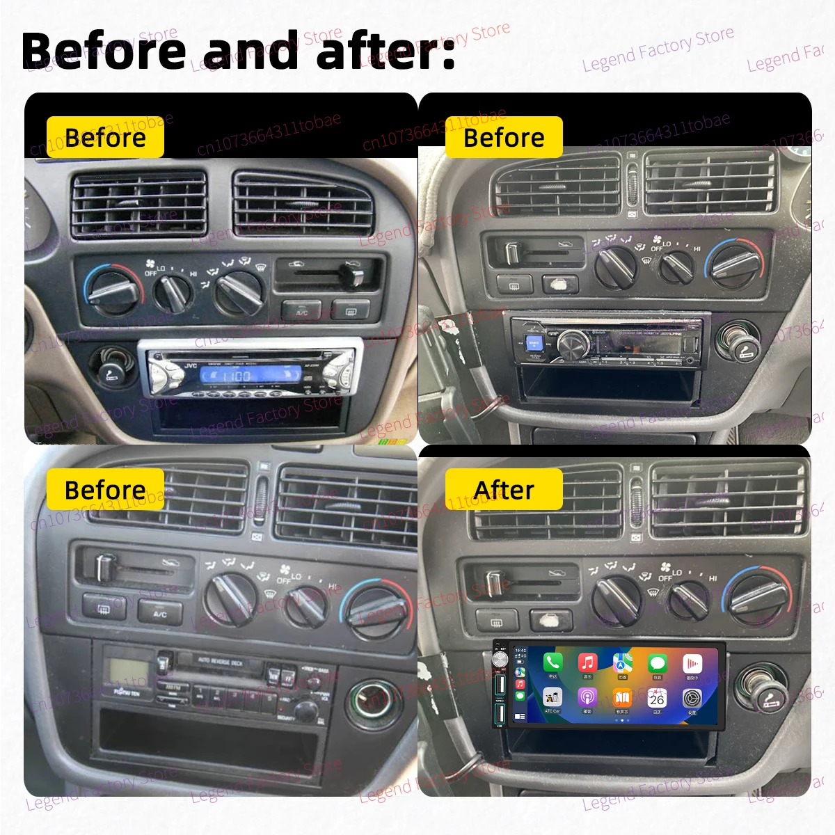 Carplay 1 Din Radio Android Car Multimedia for Toyota Camry 1992-1996 6.86