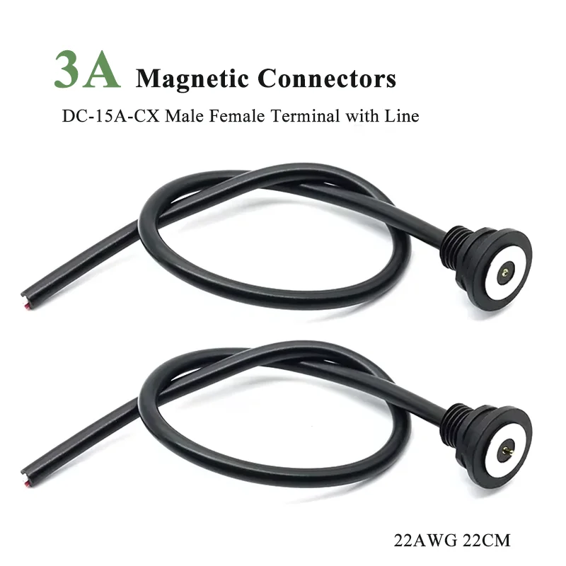 3A Magnetic Charging Connector Cable DC-15A-CX 10mm Intelligent Male Female Terminal Circular Pin Connector Power Cord Line