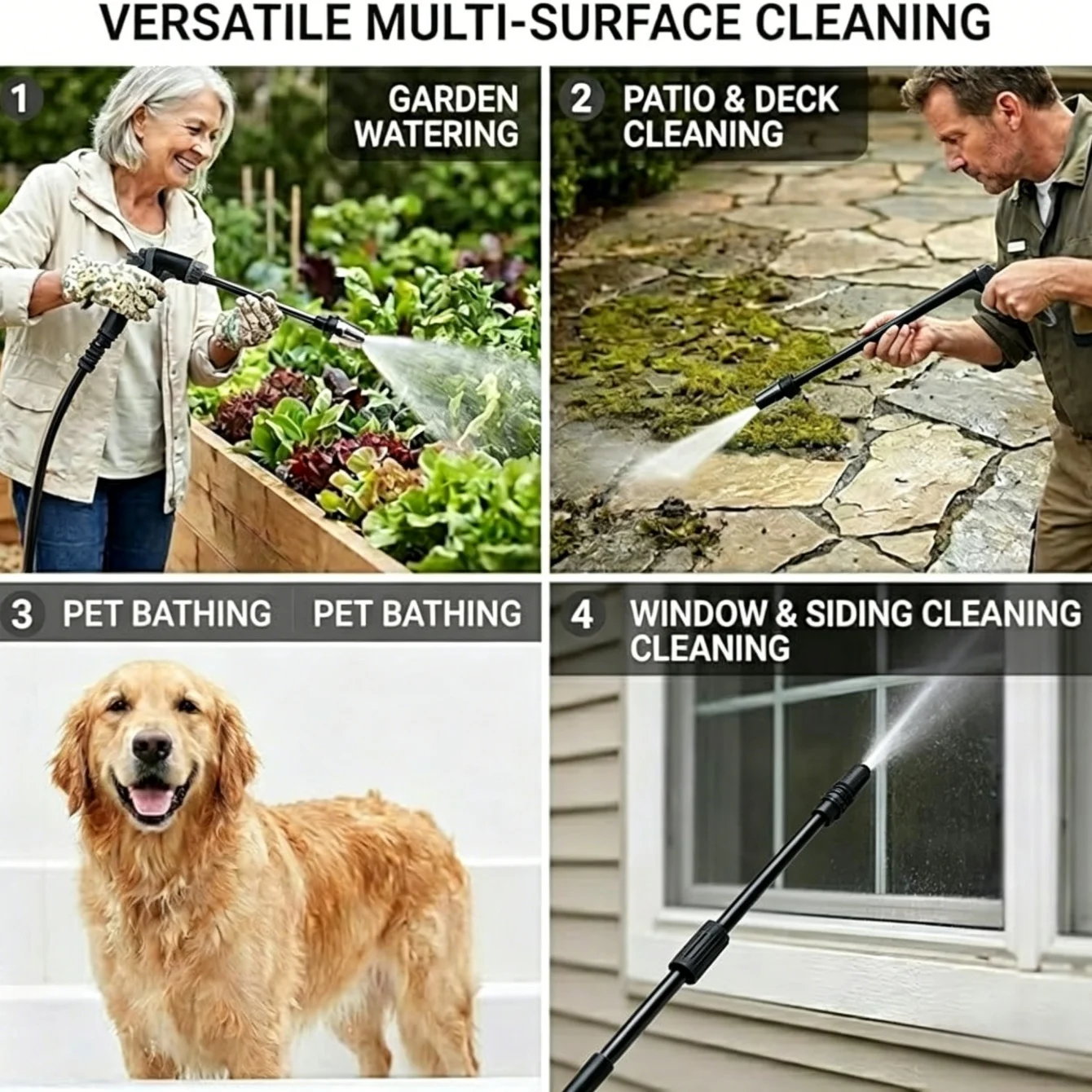 Pressure Washer, Water Sprayer Cleaning Tool for Car Windows, High-pressure Portable Wand for Watering Plants and Lawn Care