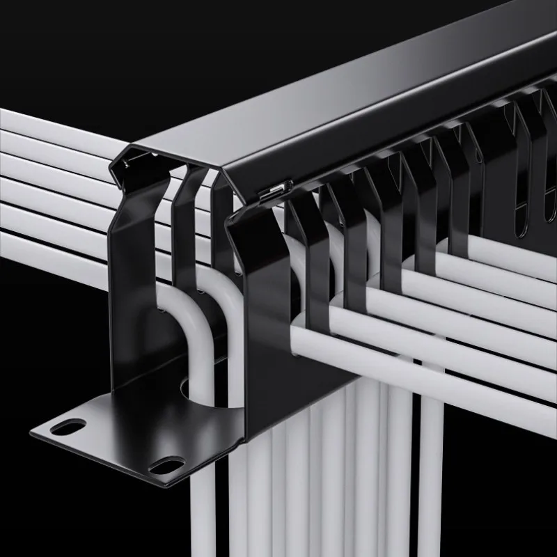 Metal 19 Inch 1u 24 Level 48 Slot Port Rack Network Cabinet Cable Management Manager