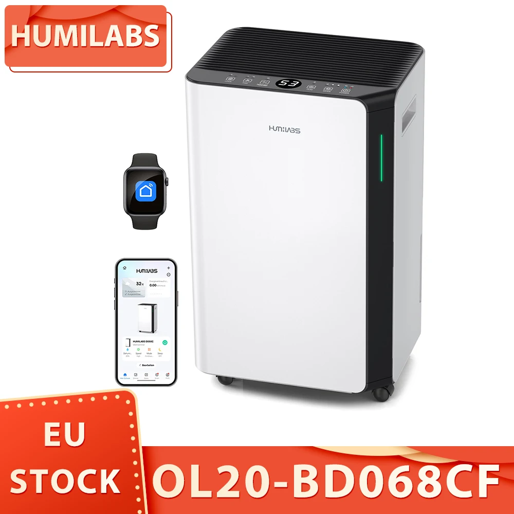 HUMILABS OL20-BD068CF Deumidificatore portatile Capacità di deumidificatore da 20 litri Filtro rimovibile 3 modalità Timer 24 ore Wi-Fi e controllo app