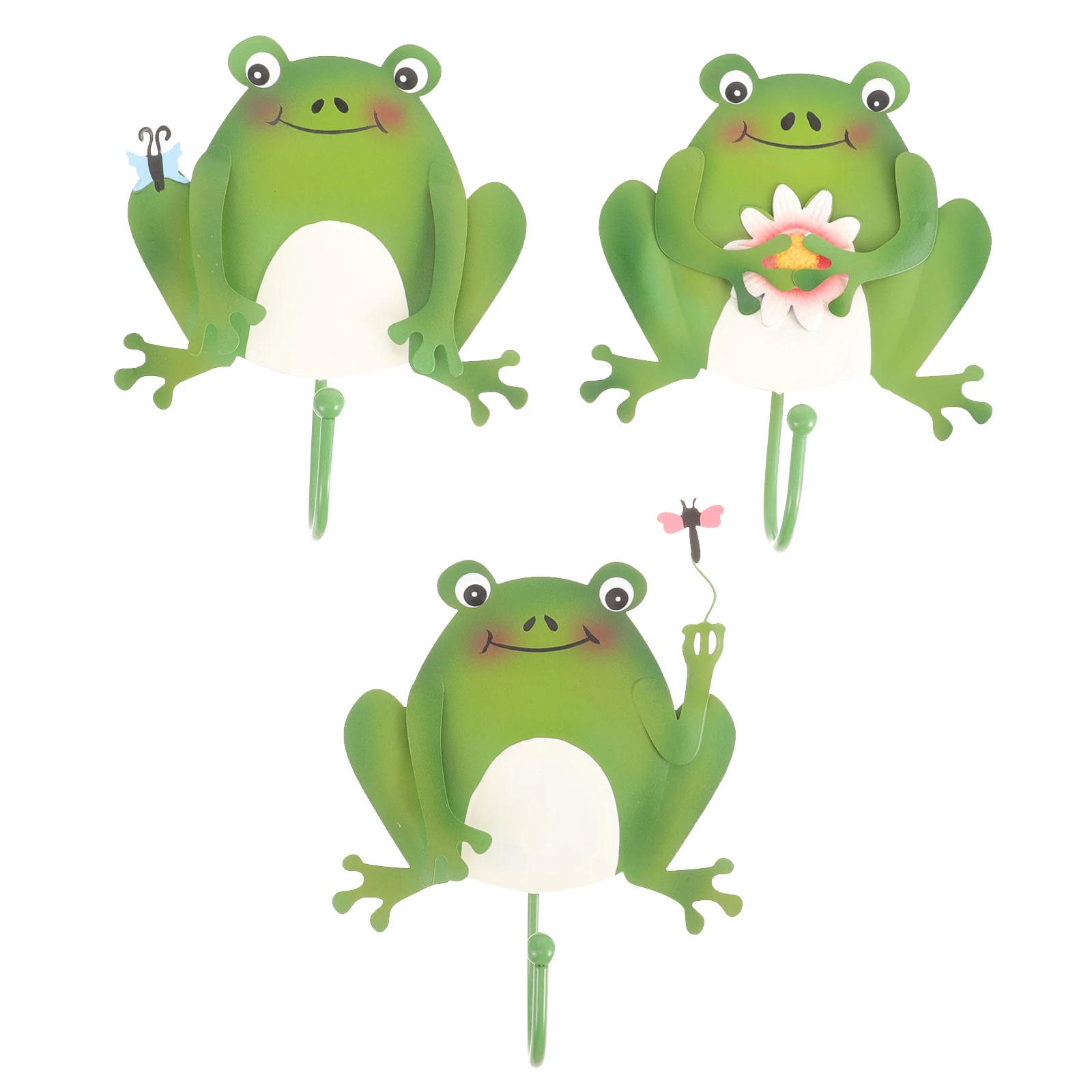 

3 Pcs Key Holder Wall Decoration Hook Animal Frog Door Iron Bathroom Hooks Funny