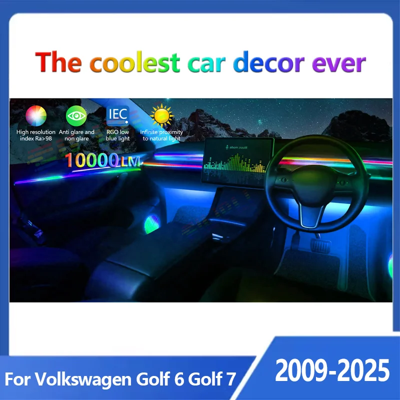 18 in 1 22 in 1 Best Car LED Ambient Light Symphony Interior RGB Neon Acrylic Strip Atmosphere Lighting For Golf 6 Golf 7