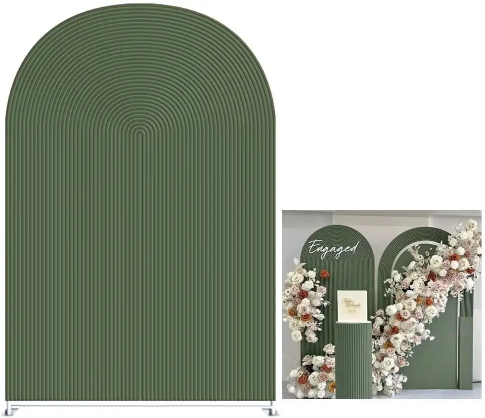 Green Ripples Arched Fabric Cover for Parties Stretchy Chiara Backdrops Arched Stands Covers Arch Backdrop Cover HP-467