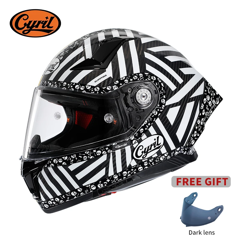 

CYRIL Full Face Motorcycle Street Bike Helmets Racing Helmet DOT ECE Approved Unisex Lightweight Carbon Fiber