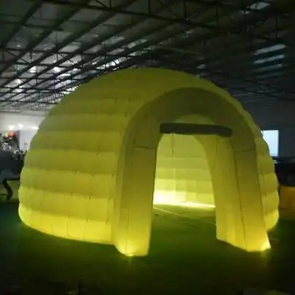 Durable White Outdoor Inflatable Dome Tent For Events Oxford Advertising Marquee With LED Lighting Igloo Dome Party Rental