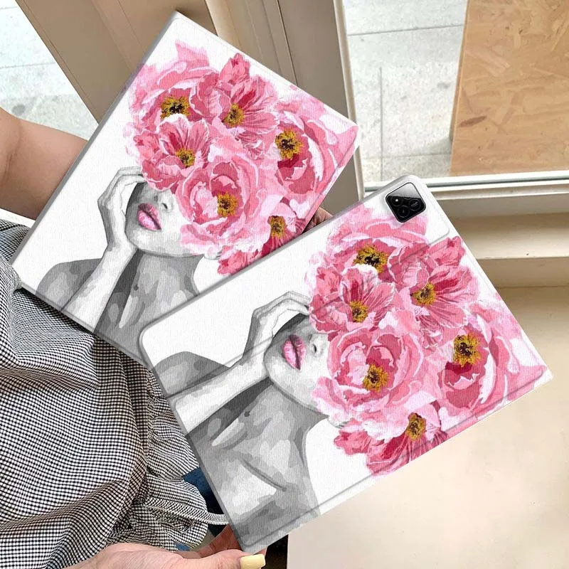 

Cracked Face Red Flower Gift Tablet Case For Xiaomi Redmi Mini Pad SE K 2 4 5 6 7 8 2023 2025 11 8.8 11.2 10.1 Pro