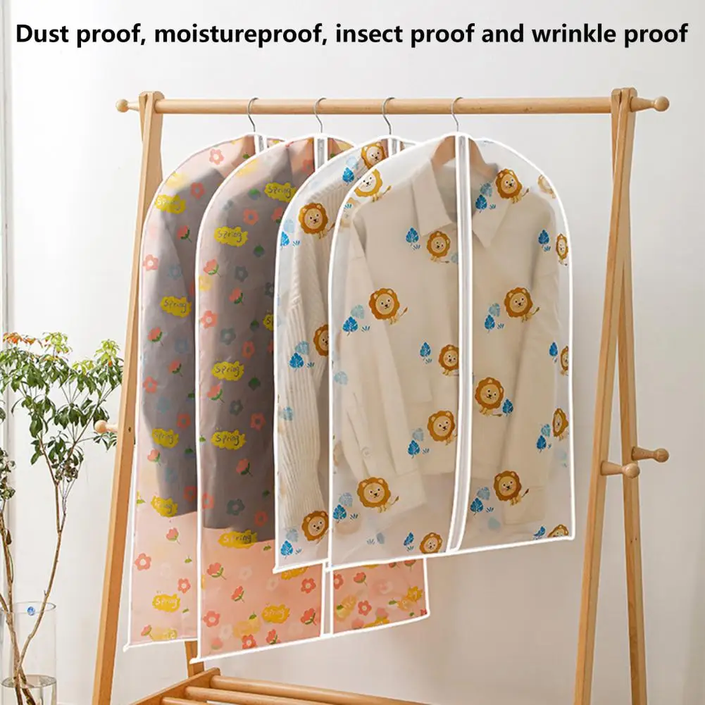 Dust proof Garment Protector Cover Cartoon Moisture Proof Zipper Hanging Suit Dress Cover Coat Anti-Dust Bag Clothes Storage Bag