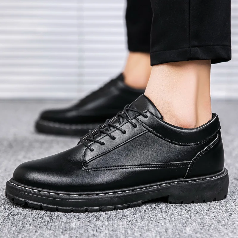 New Men's Casual Shoes Low Top Ankle Boots Waterproof Leather Slip Resistant Student Fashion Sneakers Comfortable Non-Slip Aut