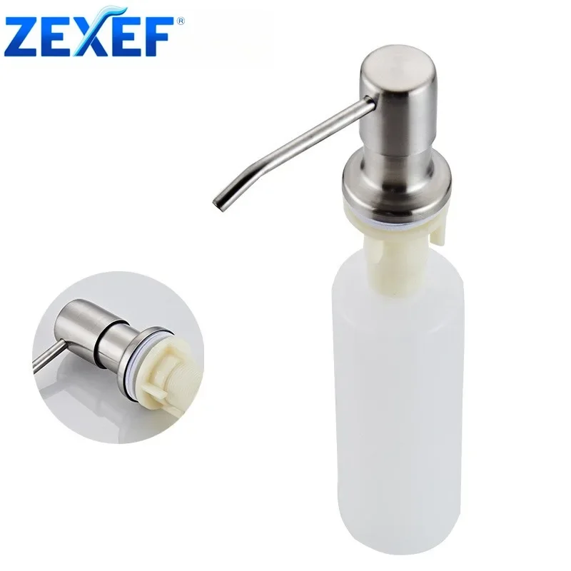 ZEXEF Accessory Kitchen Sink Dispenser Detergent Soap Dish Bottle Liquid Lotion Hand Type Stainless Steel Alcohol Press Articles