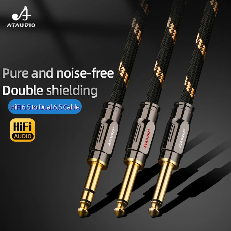 HiFi 6.5mm to Dual 6.5mm Audio Cable Pure Copper Double Shield 1/4 Inch 6.5mm TRS to Dual 6.5mm TS Aduio Wire for Mixer Speaker