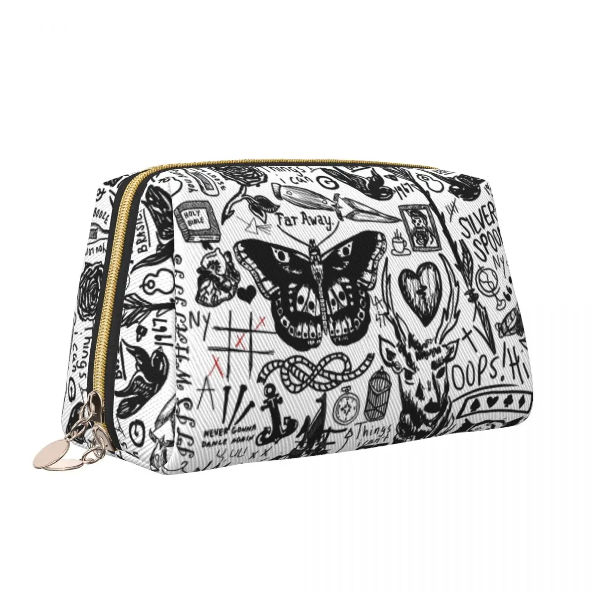 Fashion One Directions Tattoos Collage Travel Toiletry Bag Women British Music Cosmetic Makeup Bag Beauty Storage Dopp Kit