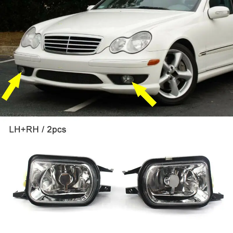 Compatible🔧1Pair Front Bumper Fog Lamp Light for Mercedes-Benz W203 C320 &SLK230 2001-2004 2158200556 2158200656
