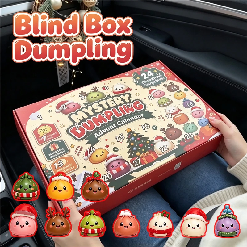Christmas Countdown Advent Calendar 24pcs Dumpling Squishy Toy Blind Box Fidget Stress Relief Sensory Toy Gift for Party Girl