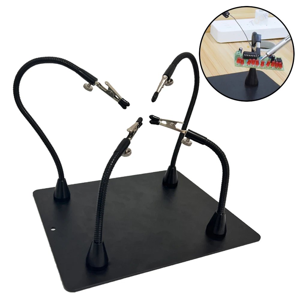 HZY Magnetic PCB Circuit Board Holder Wire Clip Third Hand with 4 Flexible Arms Helping Hands Soldering Station Repair Tool Set