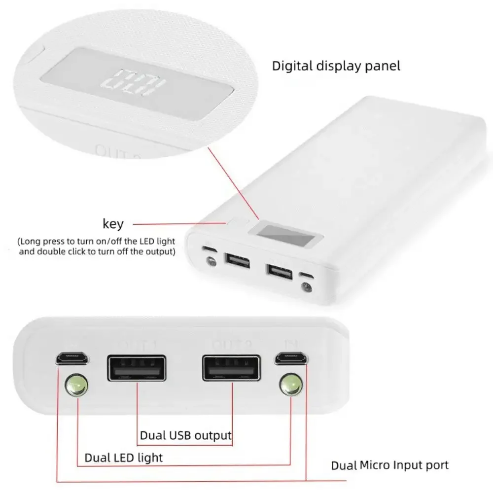 Battery Holder 8*18650 Dual USB Power Bank Battery Box Mobile Phone Charger Detachable DIY Shell Case Charging Storage Case Kits