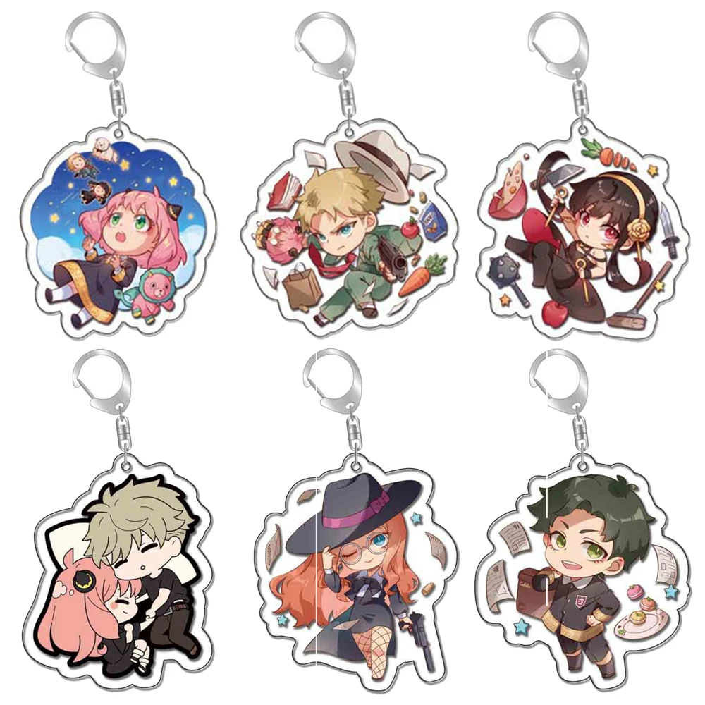 

Anime Spy Keychain Cute Q Version Forger Anya Yor Loid Sylvia Damian Figures Acrylic Keychain Bag Pendant Jewelry Gifts