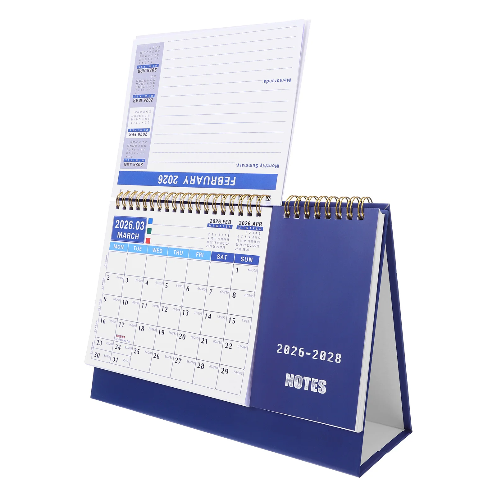 

Desk English Calendar 2026-2028 Monthly Planner Spiral Bound Thick Paper Office School Home Language Learning Desk Calendar