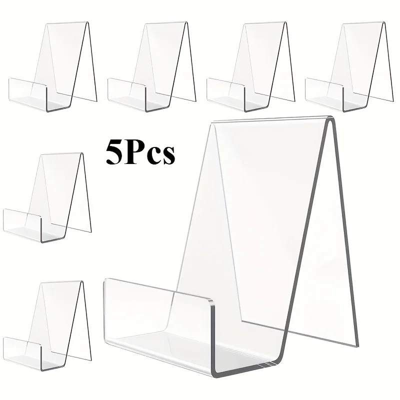5pcs Acrylic Display Stands, Transparent Desktop Holder, Photo Frame, Postcard, Brochure, Art Piece Display for Home, Office