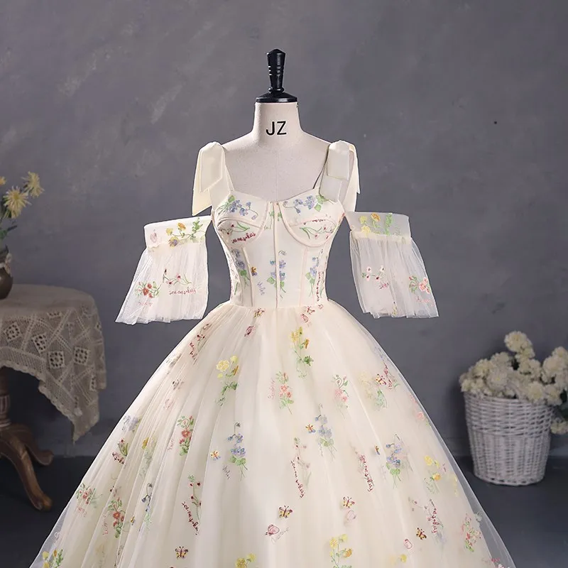 Vestidos De Quinceañera con tirantes finos, manga desmontable, baile De graduación, 15 años