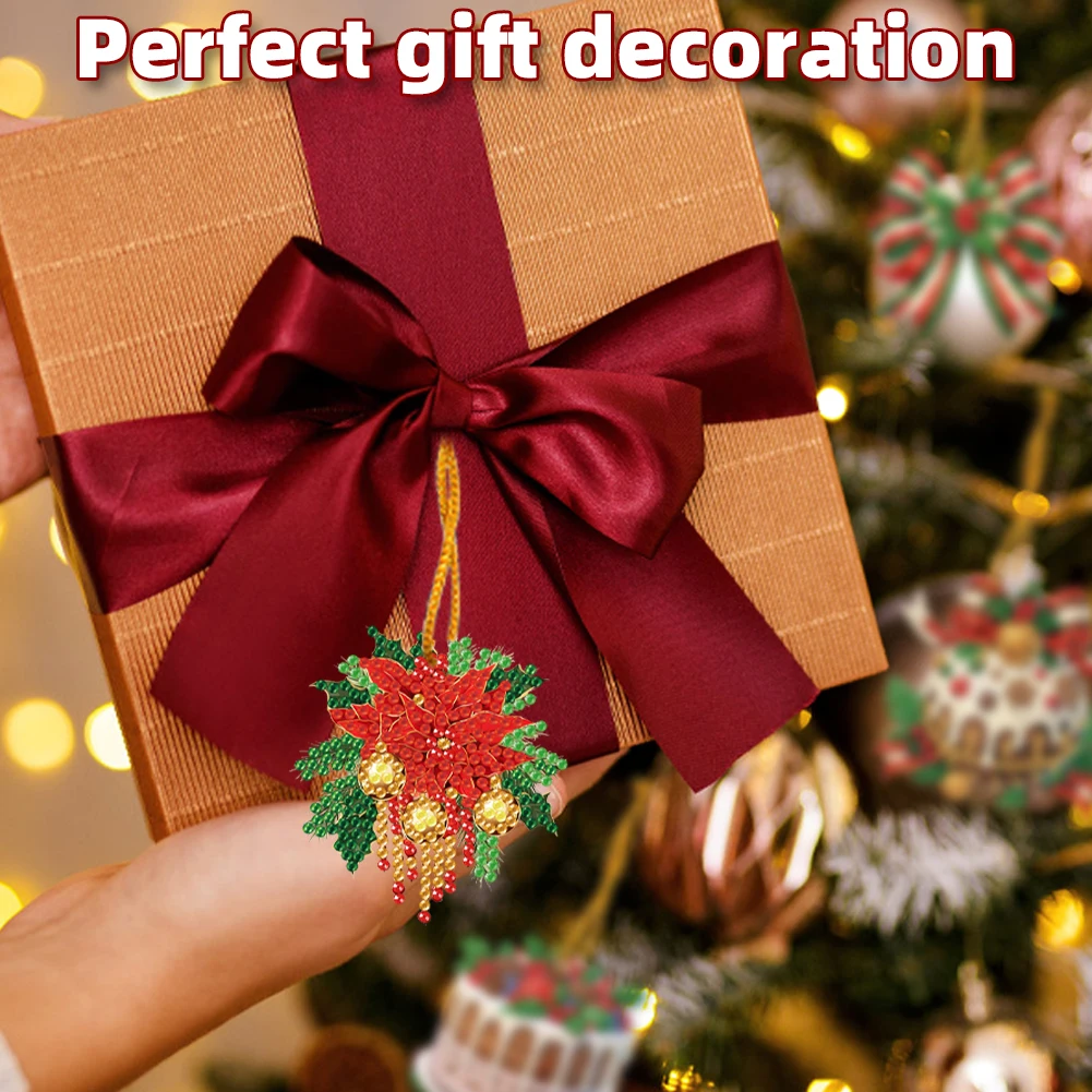 

6pcs Christmas 2D Flat DIY Diamond Painting Art Pendant Wall Door Decoration