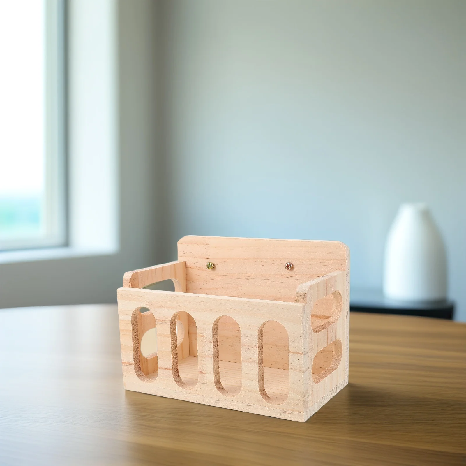 

Rabbit Wooden Food Pot Large Capacity Hay Feeder Rack Guinea Pig Cage Container Durable Wood Easy Install Pet Supplies Small