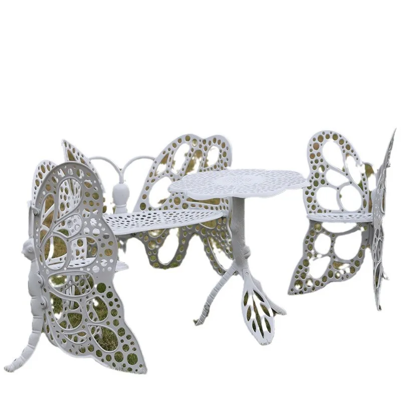 Outdoor cast aluminum furniture, butterfly tables and chairs, leisure balconies, courtyards, hotels, countryside, wrought iron