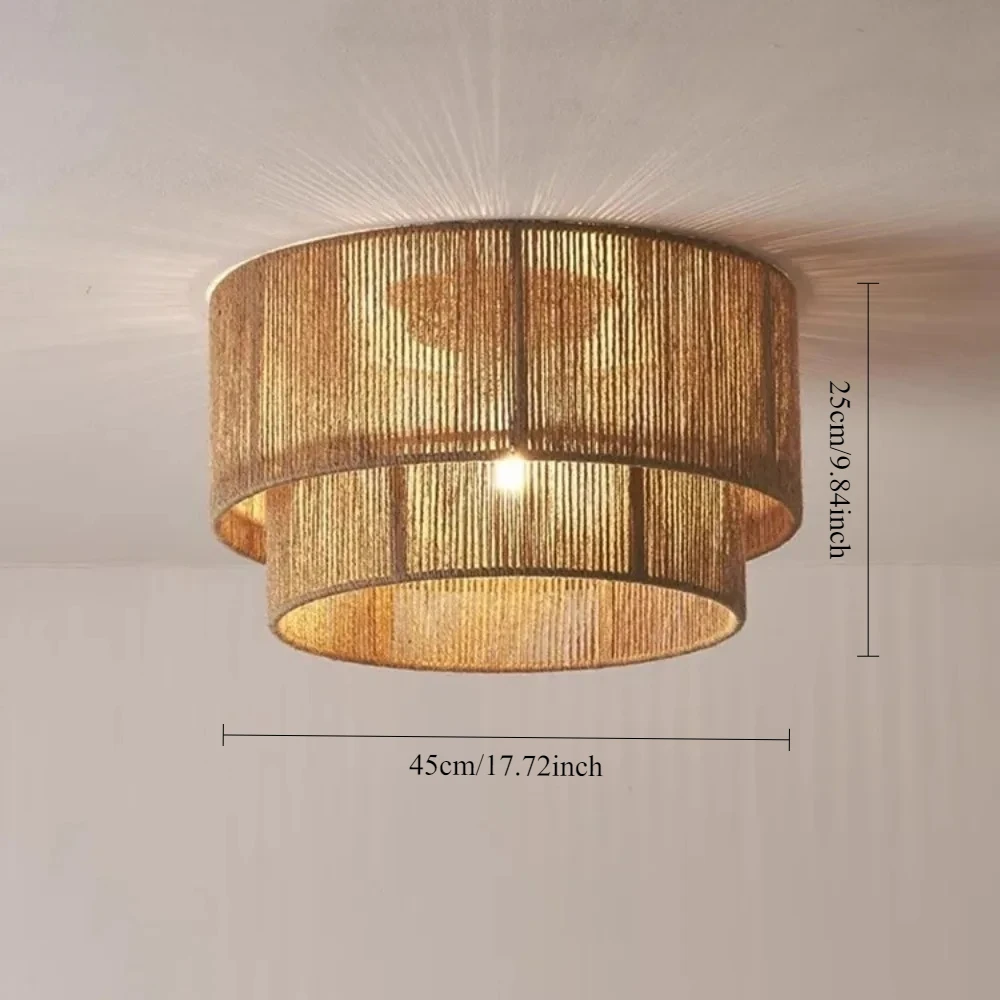 45CM Henneptouw Hanglamp Japanse Pastorale Stijl Plafond Hanglamp voor Slaapkamer Koffiebar Keukeneiland Restaurant E27 - afbeelding 2