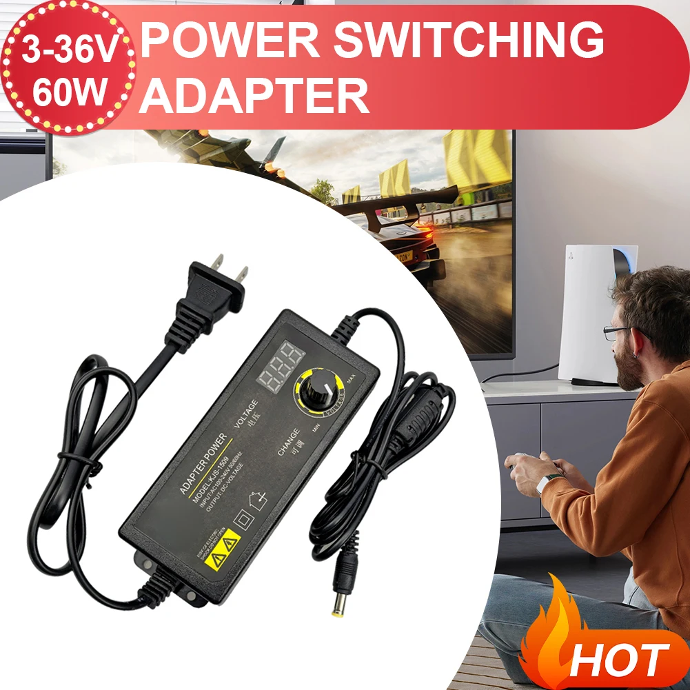3-36V 60W Power Adapter Adjustable Voltage with LED LCD Digital Display Screen